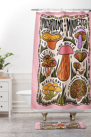 Doodle By Meg Mushrooms of Minnesota Shower Curtain And Mat