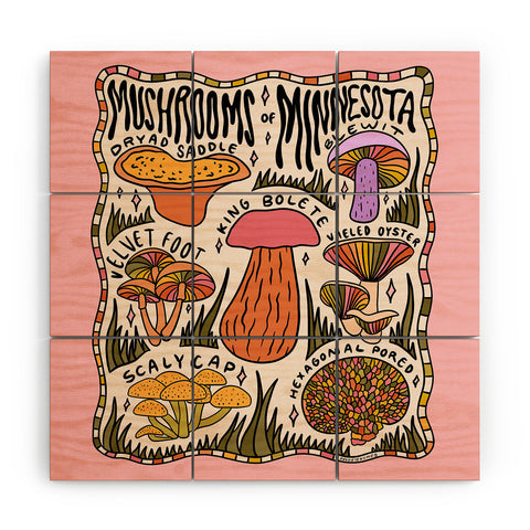 Doodle By Meg Mushrooms of Minnesota Wood Wall Mural