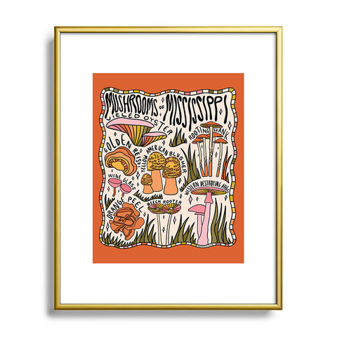 Doodle By Meg Mushrooms of Mississippi Metal Framed Art Print