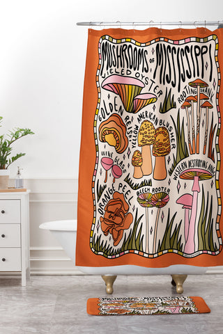 Doodle By Meg Mushrooms of Mississippi Shower Curtain And Mat