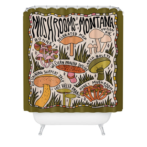 Doodle By Meg Mushrooms of Montana Shower Curtain