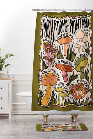 Doodle By Meg Mushrooms of Montana Shower Curtain And Mat