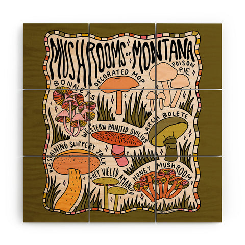 Doodle By Meg Mushrooms of Montana Wood Wall Mural