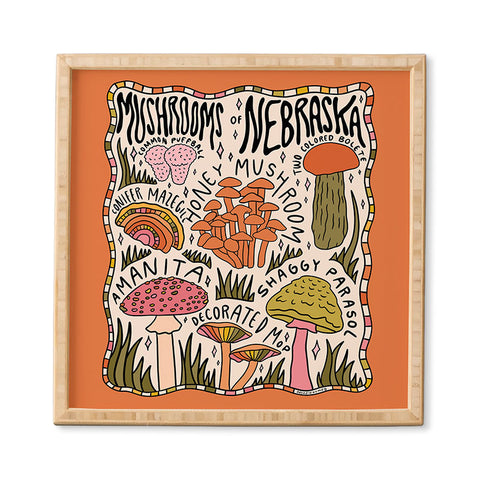 Doodle By Meg Mushrooms of Nebraska Framed Wall Art