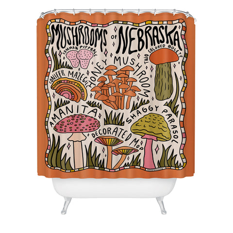 Doodle By Meg Mushrooms of Nebraska Shower Curtain