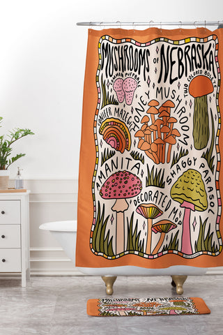 Doodle By Meg Mushrooms of Nebraska Shower Curtain And Mat