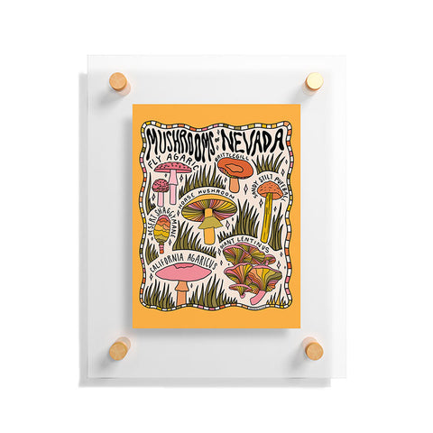 Doodle By Meg Mushrooms of Nevada Floating Acrylic Print