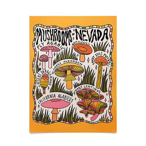 Doodle By Meg Mushrooms of Nevada Poster