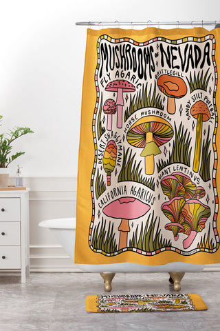 Doodle By Meg Mushrooms of Nevada Shower Curtain And Mat
