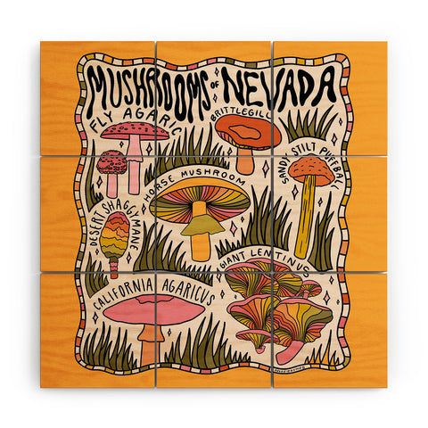 Doodle By Meg Mushrooms of Nevada Wood Wall Mural