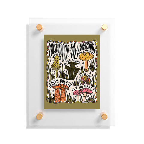 Doodle By Meg Mushrooms of New Hampshire Floating Acrylic Print