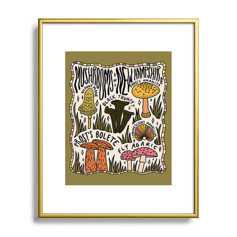 Doodle By Meg Mushrooms of New Hampshire Metal Framed Art Print