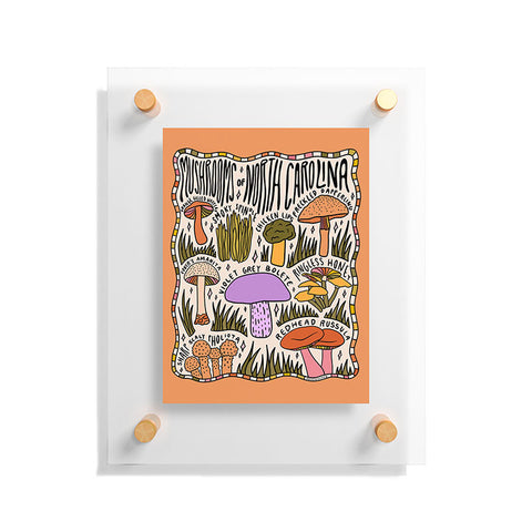 Doodle By Meg Mushrooms of North Carolina Floating Acrylic Print