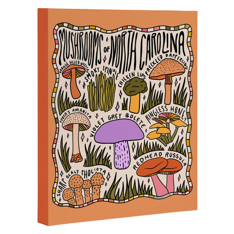 Doodle By Meg Mushrooms of North Carolina Art Canvas