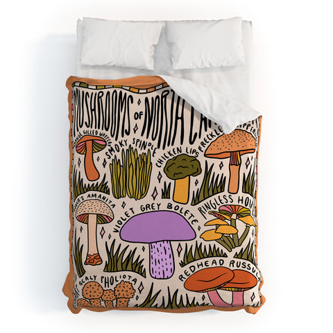 Doodle By Meg Mushrooms of North Carolina Duvet Cover