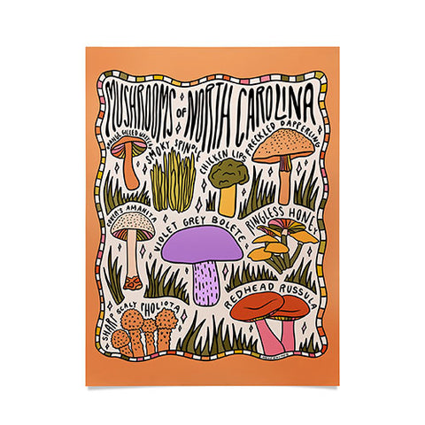 Doodle By Meg Mushrooms of North Carolina Poster