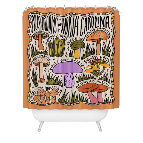 Doodle By Meg Mushrooms of North Carolina Shower Curtain