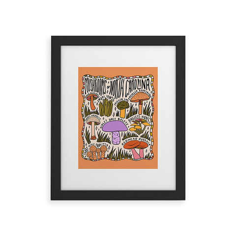 Doodle By Meg Mushrooms of North Carolina Framed Art Print
