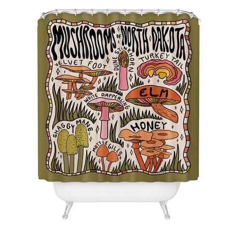 Doodle By Meg Mushrooms of North Dakota Shower Curtain
