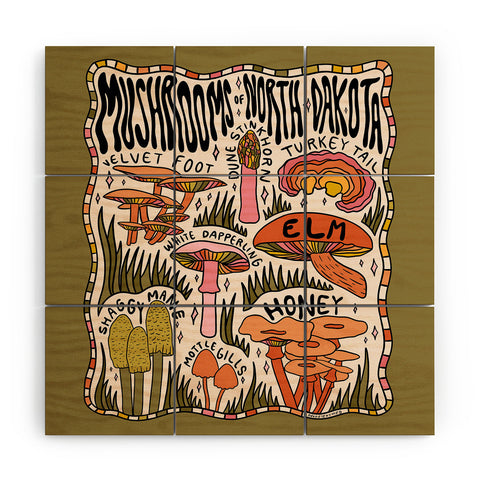 Doodle By Meg Mushrooms of North Dakota Wood Wall Mural