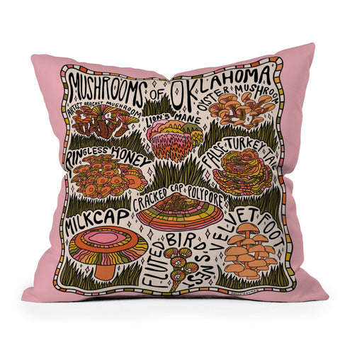 Doodle By Meg Mushrooms of Oklahoma Throw Pillow