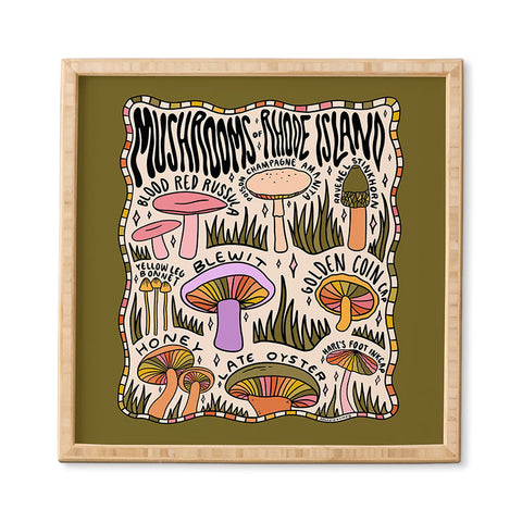 Doodle By Meg Mushrooms of Rhode Island Framed Wall Art