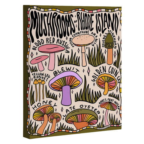 Doodle By Meg Mushrooms of Rhode Island Art Canvas