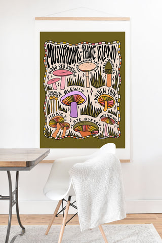 Doodle By Meg Mushrooms of Rhode Island Art Print And Hanger