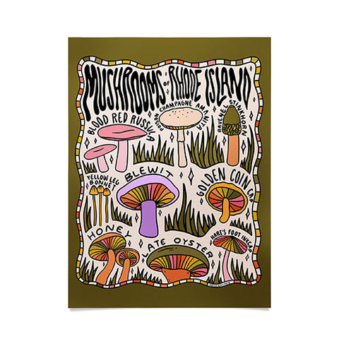 Doodle By Meg Mushrooms of Rhode Island Poster