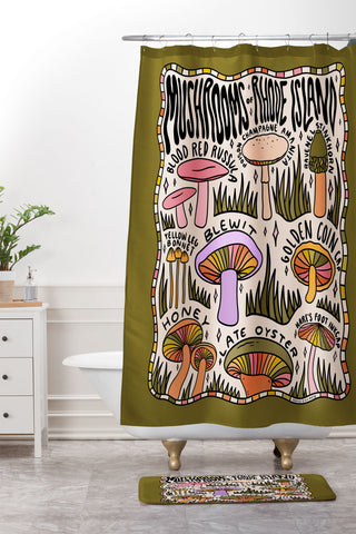 Doodle By Meg Mushrooms of Rhode Island Shower Curtain And Mat