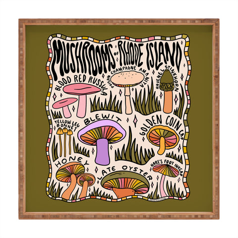 Doodle By Meg Mushrooms of Rhode Island Square Tray