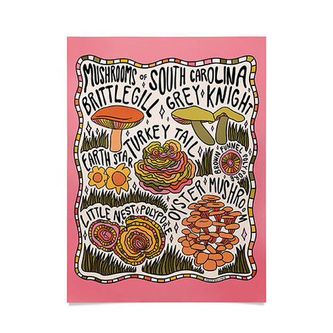 Doodle By Meg Mushrooms of South Carolina Poster