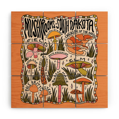 Doodle By Meg Mushrooms of South Dakota Wood Wall Mural