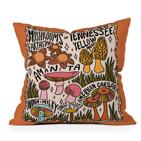 Doodle By Meg Mushrooms of Tennessee Throw Pillow