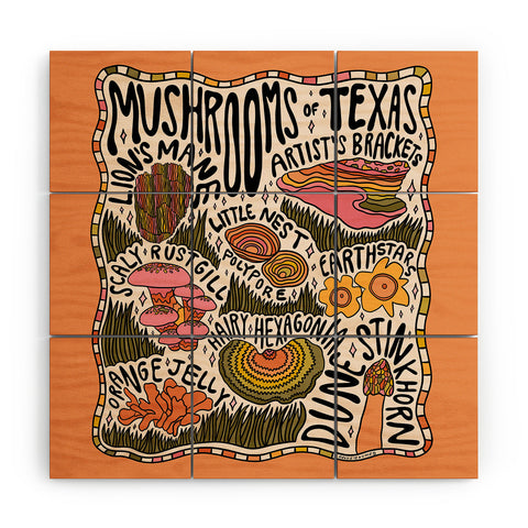 Doodle By Meg Mushrooms of Texas Wood Wall Mural