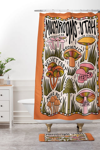 Doodle By Meg Mushrooms of Utah Shower Curtain And Mat