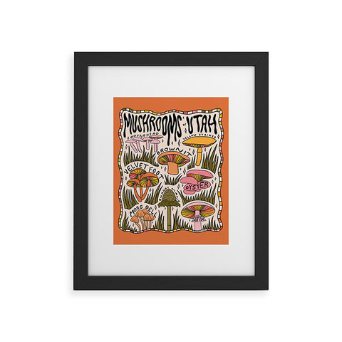 Doodle By Meg Mushrooms of Utah Framed Art Print