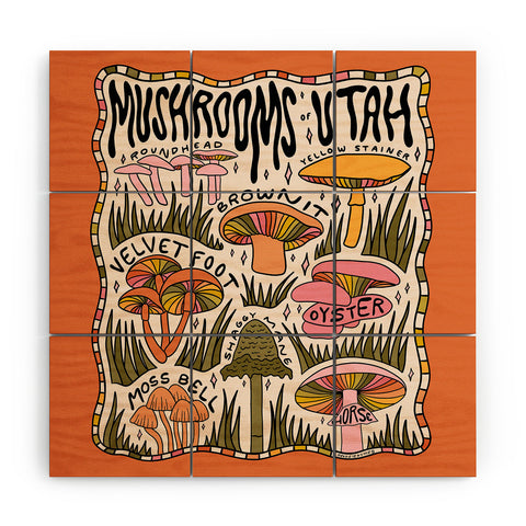 Doodle By Meg Mushrooms of Utah Wood Wall Mural