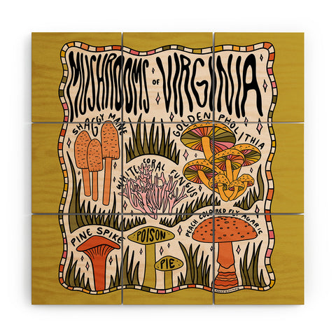 Doodle By Meg Mushrooms of Virginia Wood Wall Mural