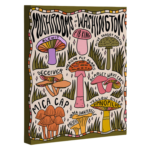 Doodle By Meg Mushrooms of Washington Art Canvas