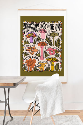 Doodle By Meg Mushrooms of Washington Art Print And Hanger