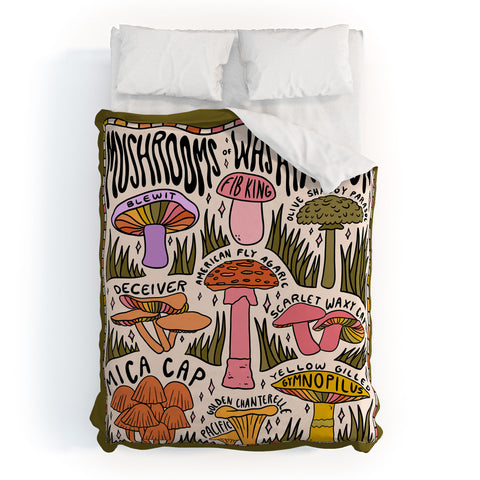 Doodle By Meg Mushrooms of Washington Duvet Cover