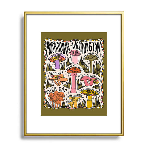 Doodle By Meg Mushrooms of Washington Metal Framed Art Print