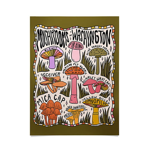 Doodle By Meg Mushrooms of Washington Poster