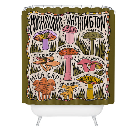 Doodle By Meg Mushrooms of Washington Shower Curtain