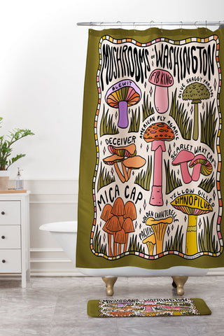 Doodle By Meg Mushrooms of Washington Shower Curtain And Mat