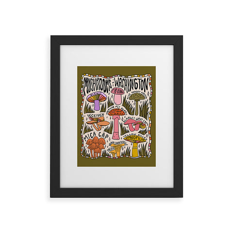 Doodle By Meg Mushrooms of Washington Framed Art Print