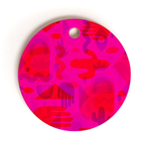 Doodle By Meg Neon Cutout Print Cutting Board Round