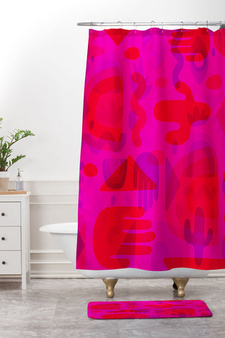 Doodle By Meg Neon Cutout Print Shower Curtain And Mat