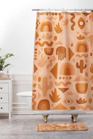 Doodle By Meg Orange Cutout Print Shower Curtain And Mat